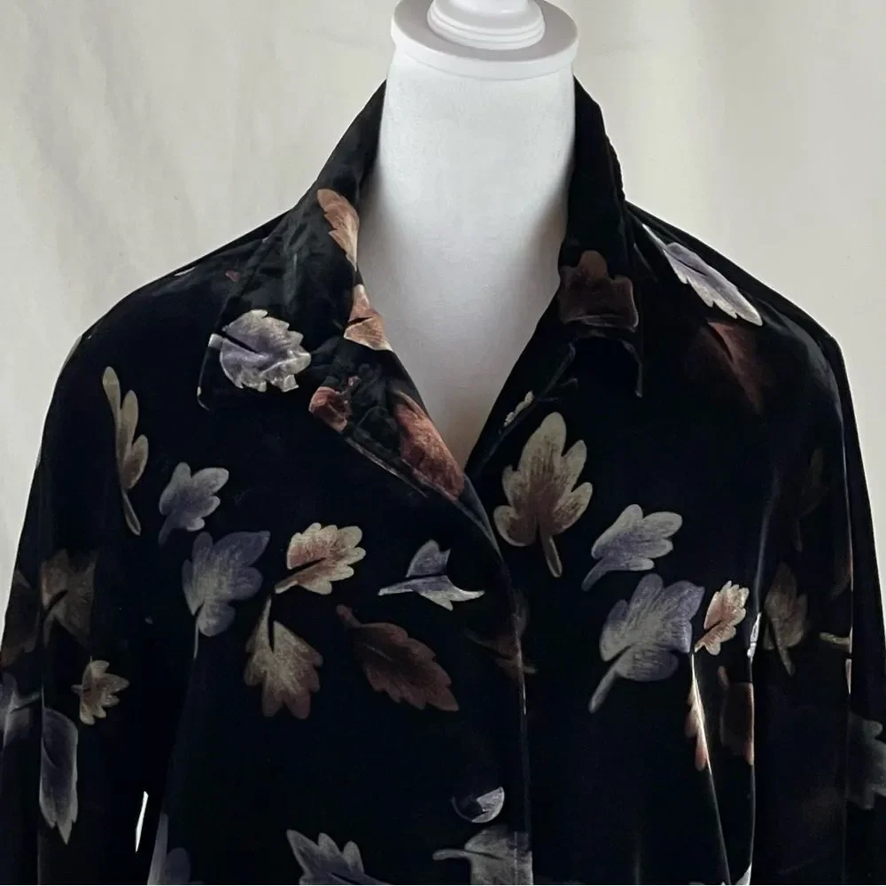Elliott Lauren Black Velvet Metallic Floral Blazer Jacket NWOT Size M